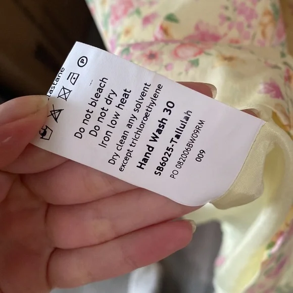 House of CB Cream Floral Puff-Sleeve Midi Dress with Pink & Green Accents - Picture 8 of 9